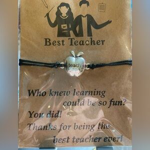 Silver Apple Charm Bracelet